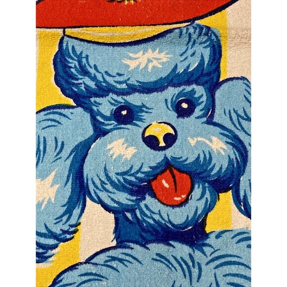 Vintage Caldwell 70's Red Blue Poodle Pup BathTowel Bathroom Decor 53 x 30 - Picture 3 of 12